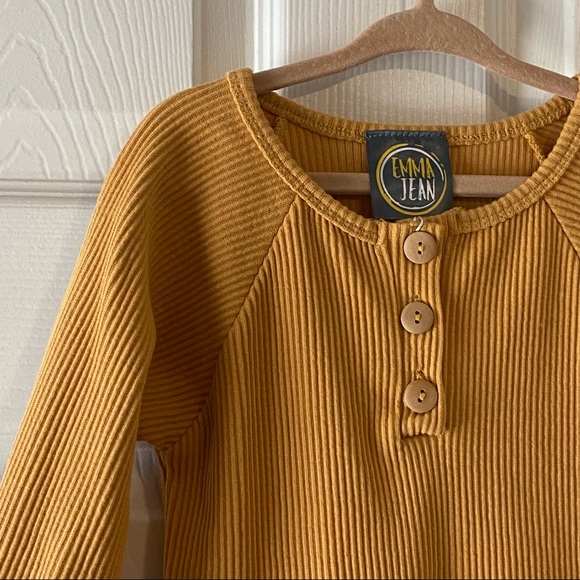 Emma Jean kids girls mustard ribbed peplum long sleeve top - Picture 2 of 6